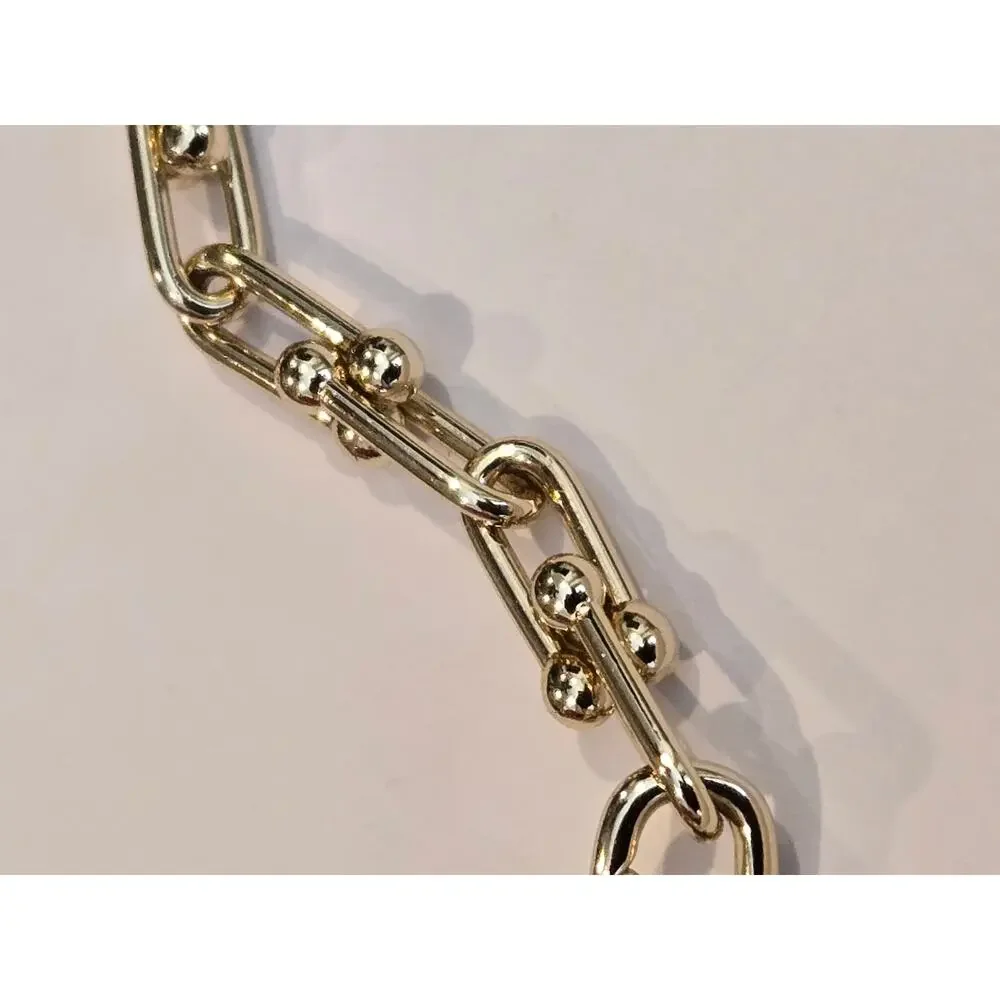 Gold Beaded Link Choker Necklace - Women Jewelry - Picture 6 of 7